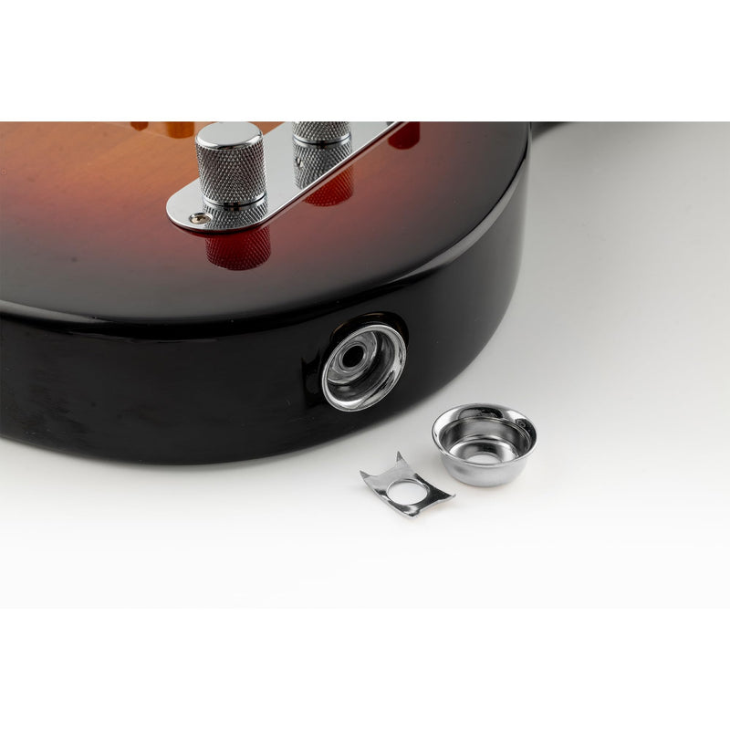 Musiclily Pro Traditional Cup Style Guitar Tele Jack Plate Recessed Output Jack Ferrule for Fender Telecaster Electric Guitar, Chrome