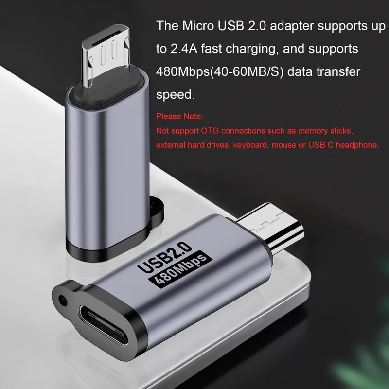 AreMe Micro USB to USB C Adapter, USB 3.0 to USB C Converter (Grey, 8 Pack) | Type C Connector, Male to Female and Female to Male