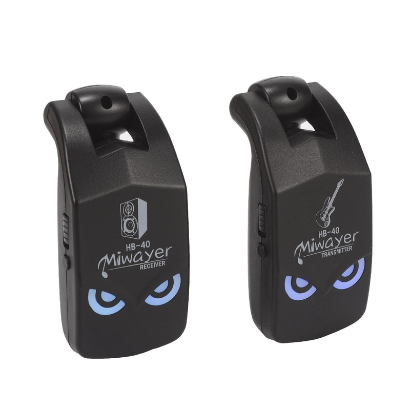 Miwayer 2.4GHz Wireless Guitar System Rechargeable Lithium Battery Audio Wireless Guitar Transmitter Receiver For Electric Guitar Bass Violin Keyboard Instruments (HB-40 Black) HB-40 Black