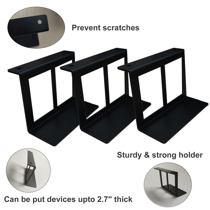 PIAOLGYI Under Desk Laptop Holder Mount with Screw,Bracket Devices Upto 2.7" Under Desk Mount for PS4,Xbox Series S,Xbox One S,Cable Box,Laptop & More（3 Pcs） 2.7"
