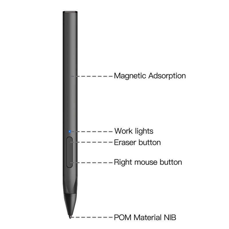 Stylus with Palm Rejection, 4096 Pressure Sensitivity, Compatible with Surface Pro X/8/7+/7/6/5/4/3, Surface Book/Go/Laptop/Studio for Precise Writing/Drawing, Rechargeable (Black) Black