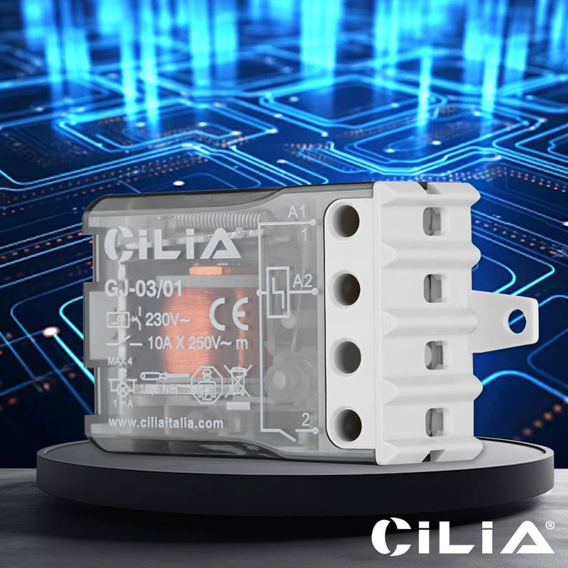CILIA 230V Electromechanical Pulse Relay with Coil Circuit and Separate Contacts with 1/2 NO Contact (2) Commutator