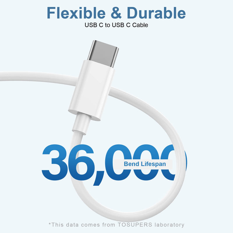 [AUSTRALIA] - USB C to USB C Charging Cable 6ft 60W 3Pack, USB C Cable for Charging Apple,for iPhone 15/15 Pro/15 Pro Max/15 Plus,iPad Pro, Air5, MacBook Air White 3 