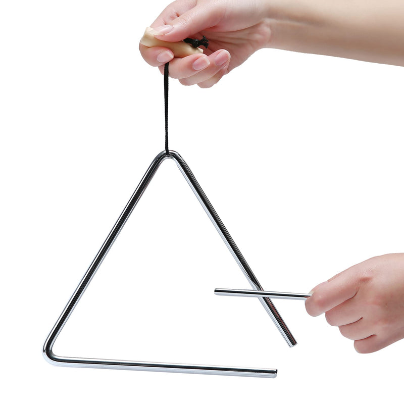 8 Inch Musical Triangle Instrument, Steel Triangle Percussion Bell With Striker 8 INCH