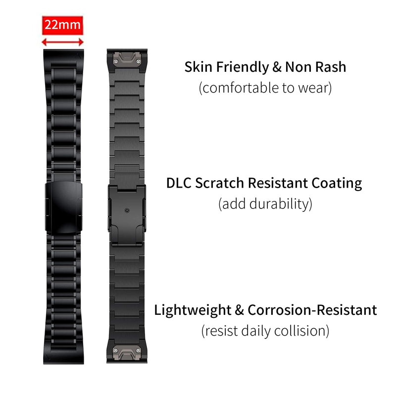 Titanium 22mm Band Compatible for Fenix 8 47mm/E 47mm/7/6 Pro/5 Plus/EPIX 2/Forerunner 965 955, 26mm Metal Quick Release WatchBand for Fenix 8 51mm/Enduro 3 51mm/7X Pro Sapphire Solor/6X Pro titanium