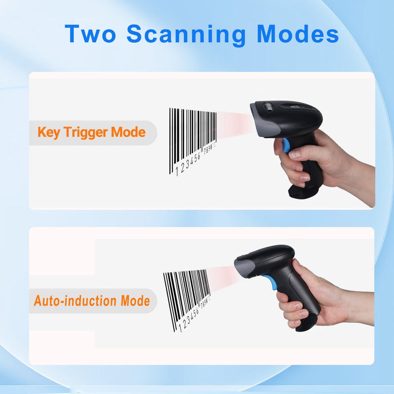 1D 2D QR Barcode Scanner Wireless, Handheld Cordless Bar Codes Reader with 2000mAh Battery for Mobile Payment, Convenience Store, Supermarket, Warehouse Inventory U27-W Wireless