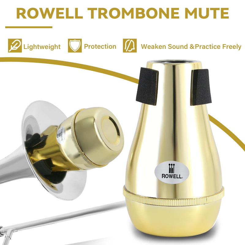 ROWELL Trombone Mute ABS Trombone Mutes Silencer Lightweight Gold Trombone Mute Trombone Mutes with High Density Sponge Interface,Mute for Teaching and Learning Trombone