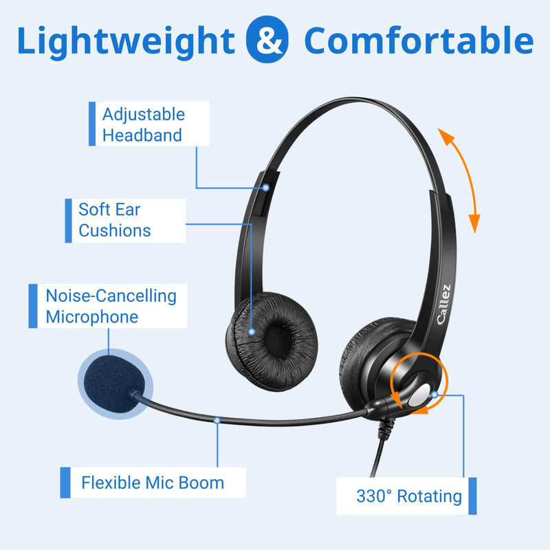 [AUSTRALIA] - Callez RJ9 Phone Headset with Mic Noise Cancelling, Office Telephone Headset with Quick Disconnect Cord Compatible with Cisco IP Phones 7940 7941 7942 7945 7960 7962 7965 7821 7841 8811 8841 8845 8851 