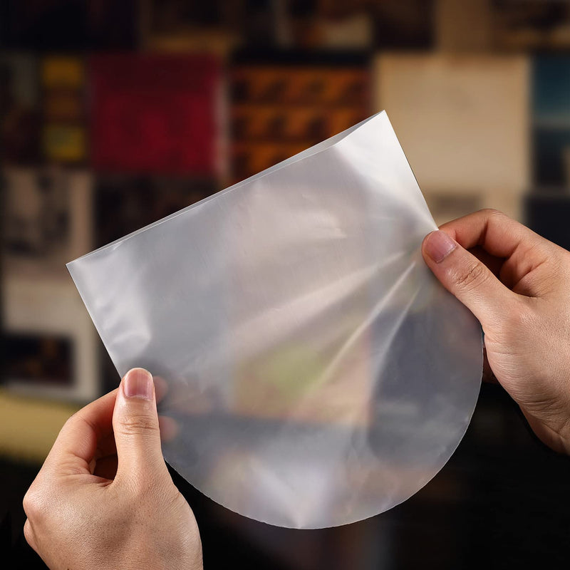 [AUSTRALIA] - Facmogu 100 Pieces 7 Inch Round Bottom Vinyl Record Sleeves, U shaped Record Sleeves Interior Disc Cover for 45 RPM Records Collections, Crystal Clear Vinyl Covers for Protect LP Albums from Scratches 