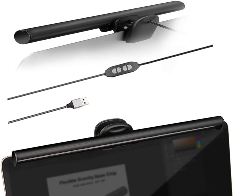 CATPOWER Portable Laptop Monitor Light Bar with USB Connection, e-Reading LED Task Lamp, 3 Color Temperature Settings, 10 Levels of Brightness Adjustment, No Glare on The Screen, Saves Space