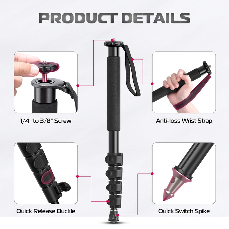 ULANZI TB12 61-Inch Camera Monopod with FALCAM 2268 F38 Quick Release Plate 38mm Universal Camera Mounting Adapter