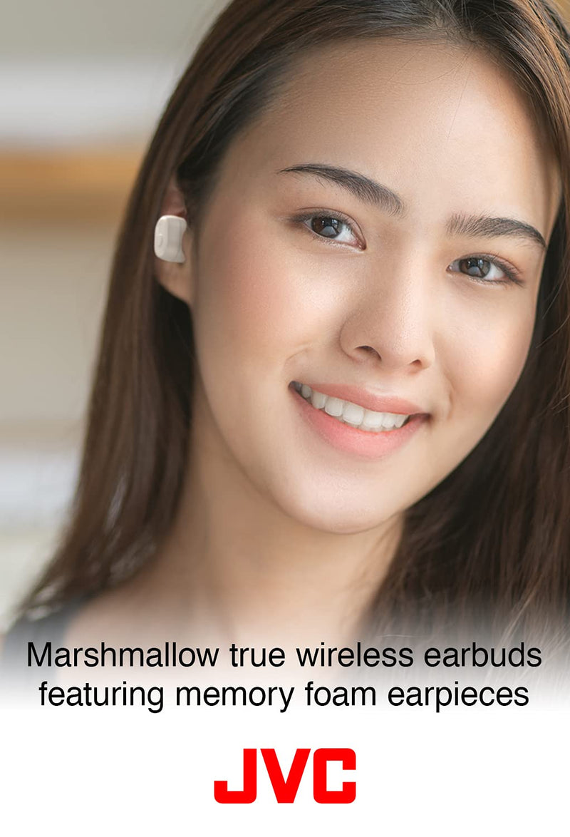 JVC HAA11T Series Marshmallow True Wireless Earbuds Headphones, 28H Long Battery Life with Charging Case, Waterproof IPX5 (Blue)