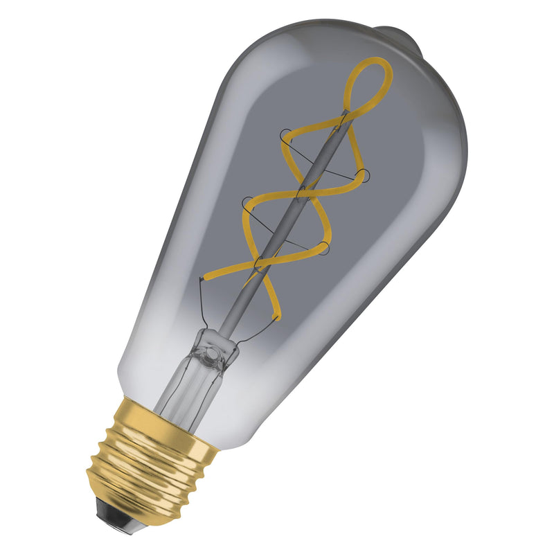 Osram Vintage Edition 15 Watts Replacement E27 ST64 Shape 1800 Kelvin Warm Comfort Light Clear Glass Single Pack Edison-Form Not dimmable Smoked glass
