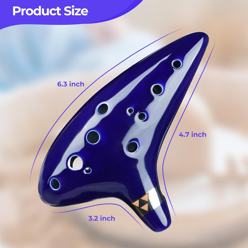Aovoa Legend of Zelda Ocarina 12 Hole Alto C with Getting Started Guide Display Stand and Protective Bag BLUE NEW