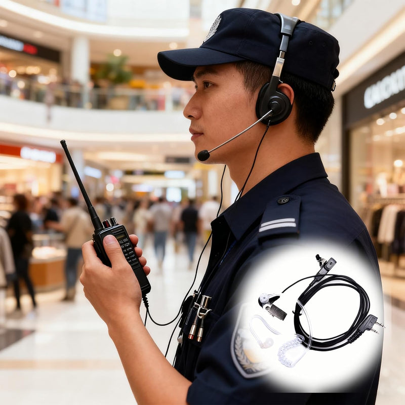 Covert Acoustic Tube Walkie Talkie Earpiece Surveillance Headset with Mic Compatible with 2 Pin Kenwood Two Way Radio 1 pack