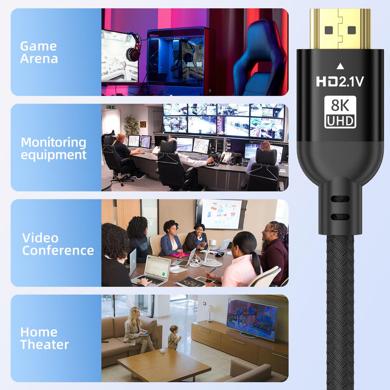 HDMI Cable 8K HDMI 2.1, 6ft, Certified 48Gbps, 8K@60Hz 18Gbps 4K@120Hz Ultra High-Speed Gaming HDMI Cable, 8K/4K Cable, 3 Pack, UL-Listed 6 Feet