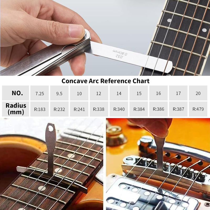 Guitar Neck Notched Straight Edge Luthiers Tool with String Action Ruler Gauge for Gibson 24.75" and Fender 25.5" Electric Guitars