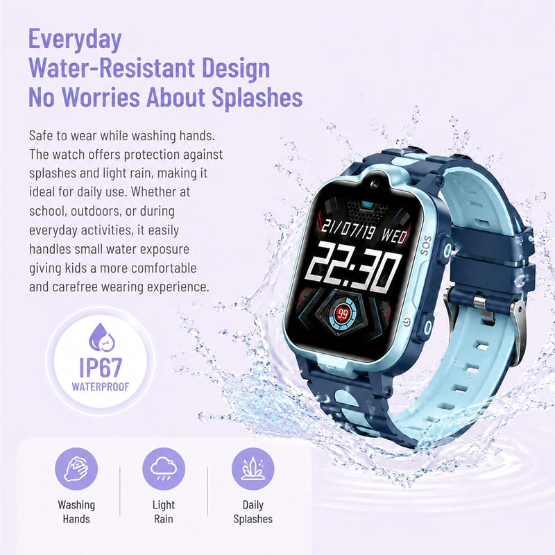 4G Kids Smart Watch with GPS Tracker, Video Call & Texting, Smart Watch for Kids with SIM Card, SOS, School Mode, HD Camera, Pedometer, Kid Watch Gift for Boys Girls Age 4-12, Pink
