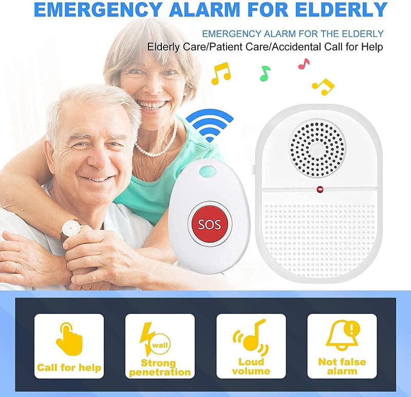 CallToU Caregiver Pager Call Button Elderly Wireless Call Button Vibration Pager Nurse Calling Alert System for Home Elderly Disabled Patient 1 Transmitters 1 Receiver 1 receiver + 1 call button