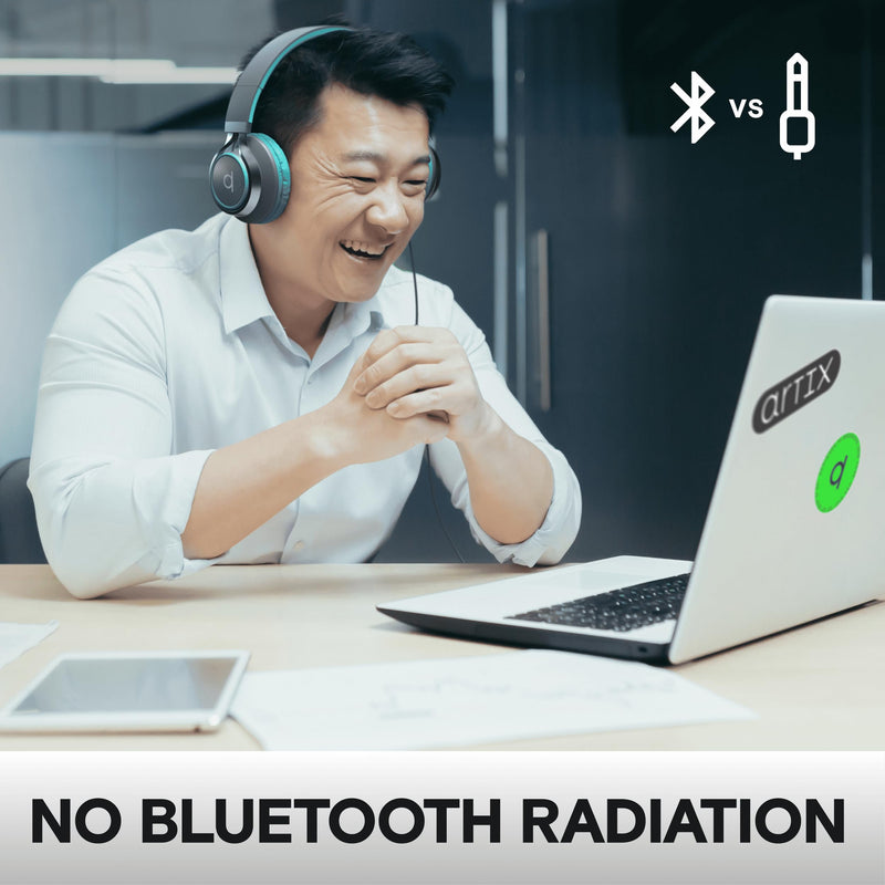 [AUSTRALIA] - Artix CL750 Wired Headphones with Mic & Volume Control — Noise Isolating Computer Headphones Wired, On-Ear Headphones with Wire, Plug In Headphones for Laptop, Corded Headphone Over Ear Aux Jack 3.5mm Turquoise 