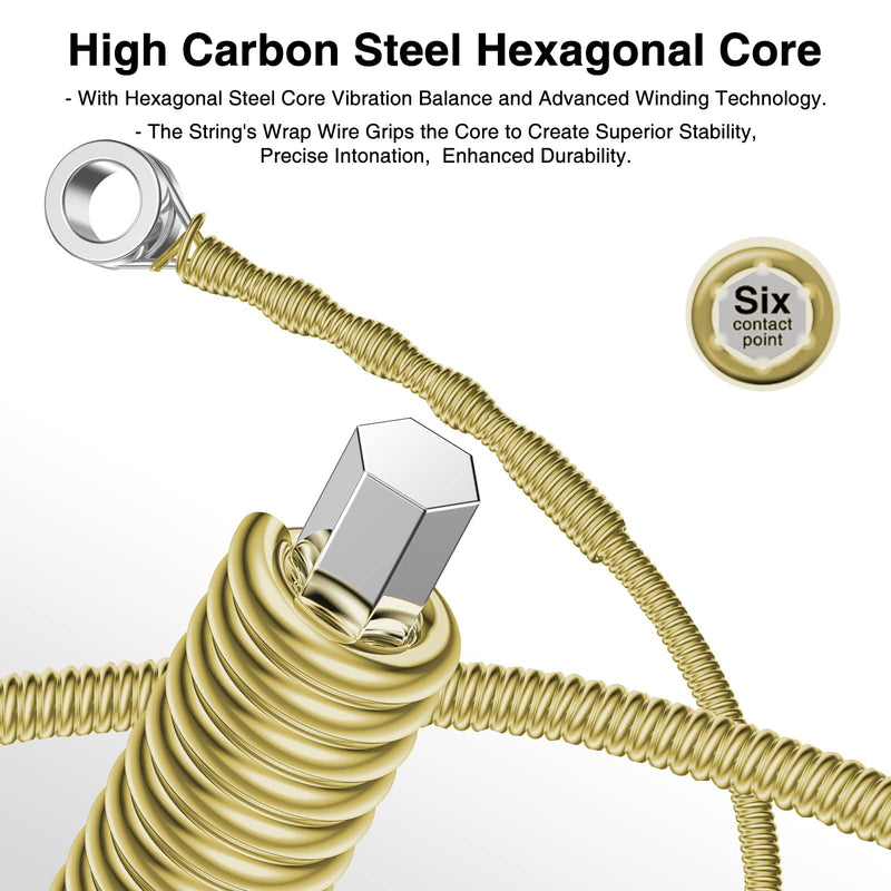 Guitar Strings, Acoustic Guitar Strings, 6 Strings Set, Hexagonal Carbon Core 75/25 Bronze, Light, 10-47, 10 Packs TX620