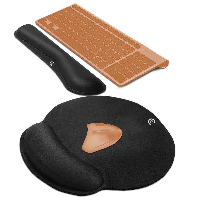 Wrist Rests for Keyboard and Mouse Pad Set - Memory Foam Cushion, Black - Ergonomic Wrists Hand Arm Rest Support for Laptop Computer Desk and Gaming - Carpal Tunnel Syndrome Relief Original