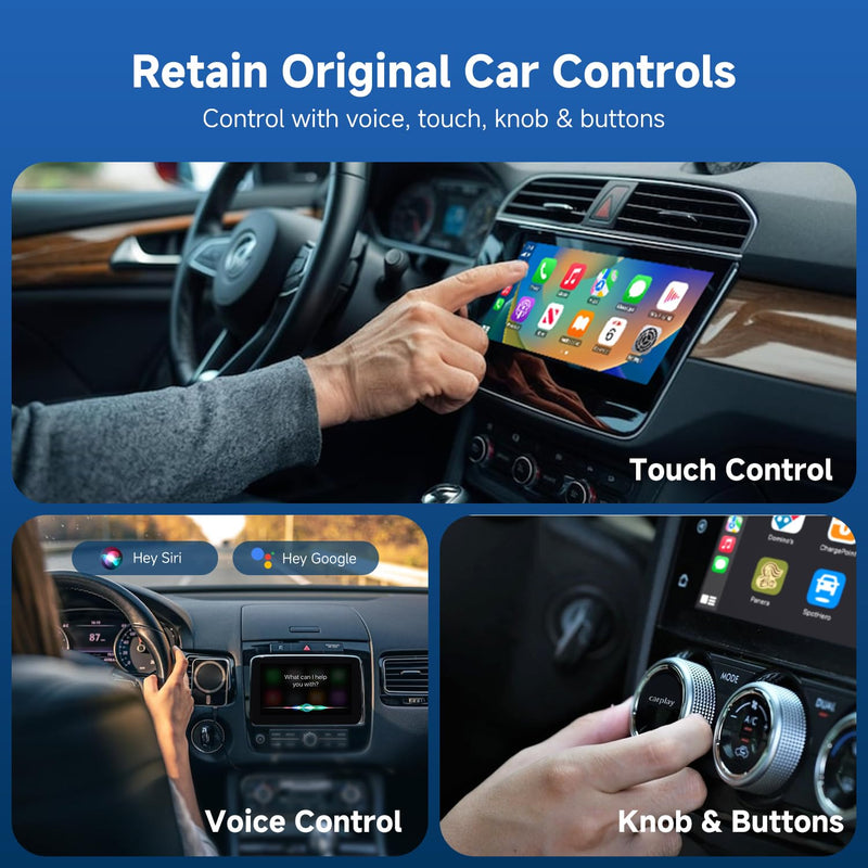 D7 Mini USB C Wireless CarPlay Android Auto Adapter 2in1 Alloy Shell | Plug & Play Low Latency Car Play Dongle, Compatible with 2016+ OEM Wired CarPlay/Android Auto Car for iPhone & Android Phones USB-C