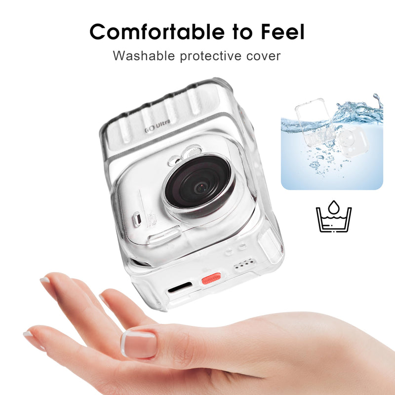 [AUSTRALIA] - STARTRC VCR Protective Cover Case for Insta 360 Go Ultra Accessories Shockproof Anti-Scratch Washable Transparent Cover Anti-Slip Dustproof Protection for Go Ultra with Lens Cap & Lanyard 