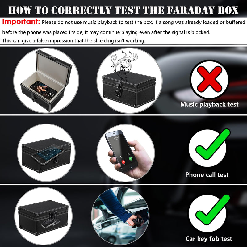 Faraday Box for Car Keys, Large, Carbon Fiber Black | Keyless Entry Signal Blocker, Anti-Theft Protector, RFID Shielding Cage