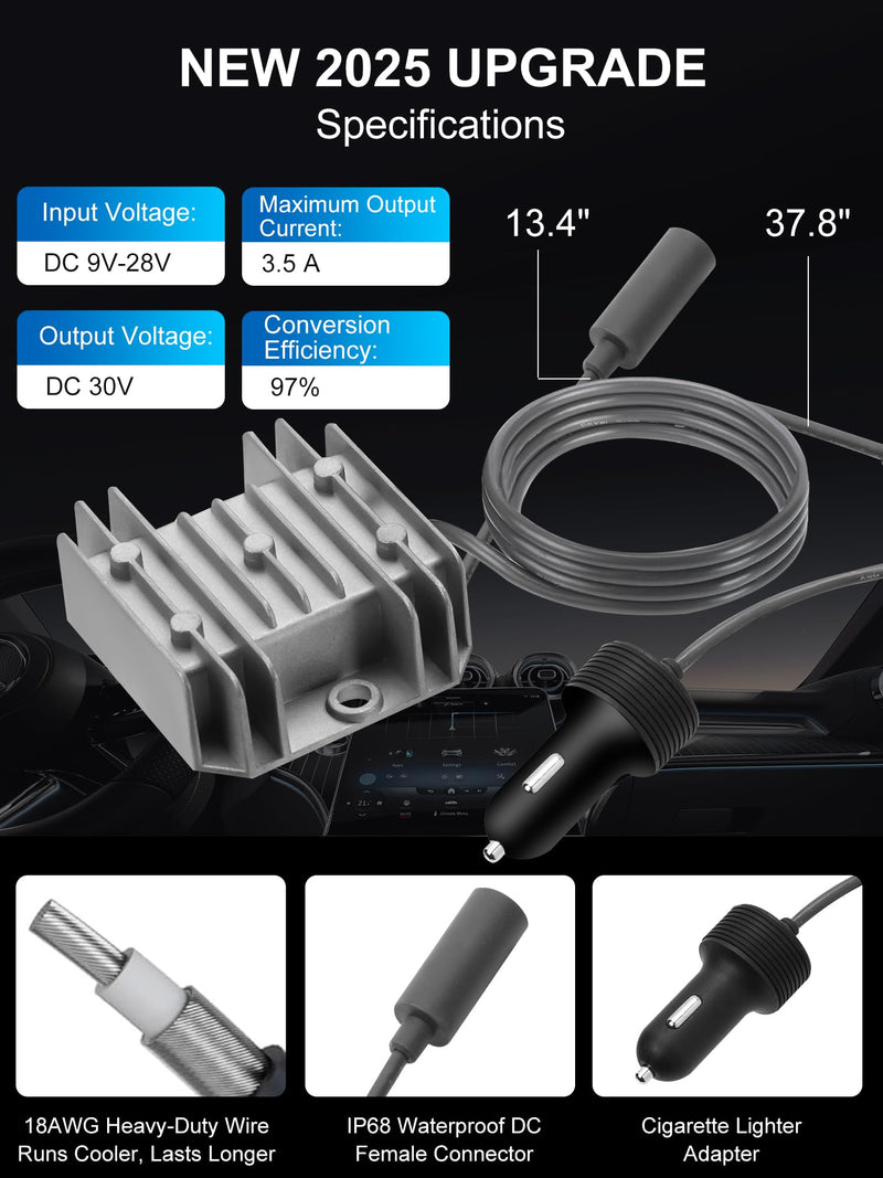 [AUSTRALIA] - Starlink Mini Car Adapter with 12V to 30V 3.5A Step Up Converter [Supports up to 150FT Extension Cable] Starlink Mini 12V Adapter, Car Charger, Ideal for RV, Boat, Trailer Silver 