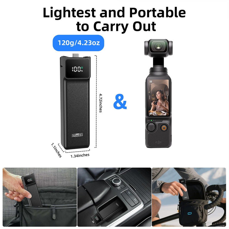 [AUSTRALIA] - Battery Handle Compatible with DJI Osmo Pocket 3 Accessories, with Digital Screen for Pocket 3 Battery Grips for Xtra Muse Built-in 5000mAh Battery Fast Charging and Reserved 1/4”Thread 