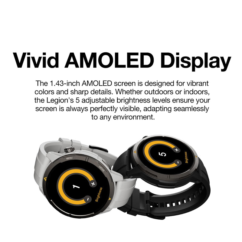 AGM Legion Rugged Smart Watch for Men, Waterproof, Shockproof & Drop-Proof | 5ATM, 100+ Sports Modes, Bluetooth Calling, Compass, Barometer & Altimeter, 1.43" AMOLED Display, Heart Rate & Sleep Tracking