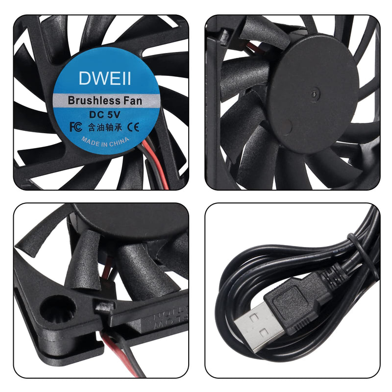 DWEII 4-Pack USB Brushless Cooling Fan 60mm x 10mm USB Fan 5V DC Brushless Cooling Fan 6010 for Brushless DC Computer CPU Heat Sink Cooling Cooler Fan