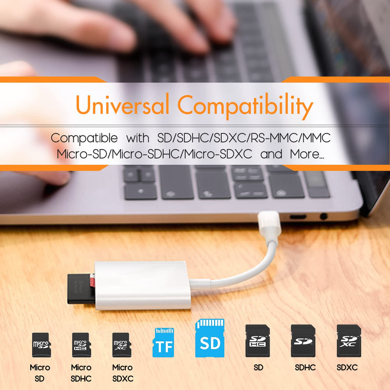 SD Card Reader for Android, Micro SD Card to USB Adapter, USB C SD Card Reader for Camera Memory Card Reader, Wansurs SD Card Reader for PC Phone Pads (3 in 1, White)