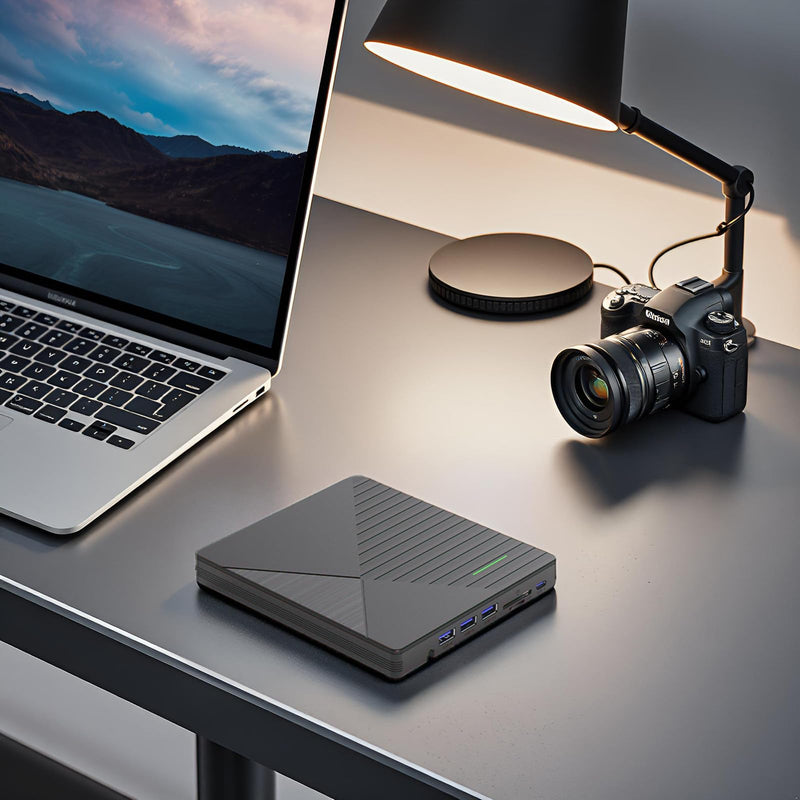 External CD DVD Drive for Laptop Mac with 3 USB Ports and 2 TF/SD Card Slots,USB 3.0 & USB-C CD DVD Optical Disc Reader Burner Player for MacBook Pro Air iMac Laptop PC Windows 11/10/8/7 Linux Mac OS