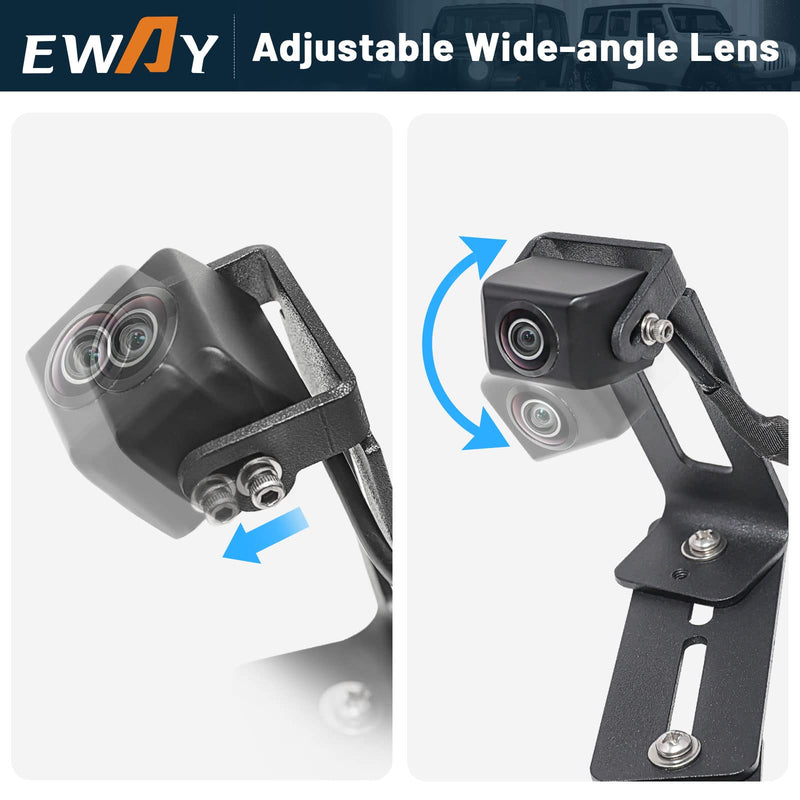 EWAY Light 2.0 Spare Tire Reverse Backup Camera for Jeep Wrangler JK Compass Commander Patriot Liberty 2007-2018, Upgrade Ajustable Brackets for Flexible Angle, Hitch Camera with 90° Ajustable Angle