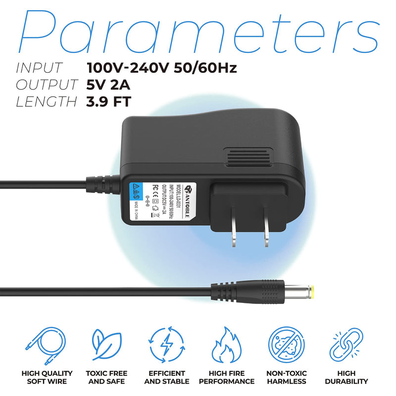 [AUSTRALIA] - ANTOBLE Power Adapter Compatible with Yealink T54W Power Supply Yea-ps5v2000us Voip Telephone Adapters Home Phone Charger Replacement Part 5V 2A Power Charger for Yealink Phone Cord SIP Accessories 