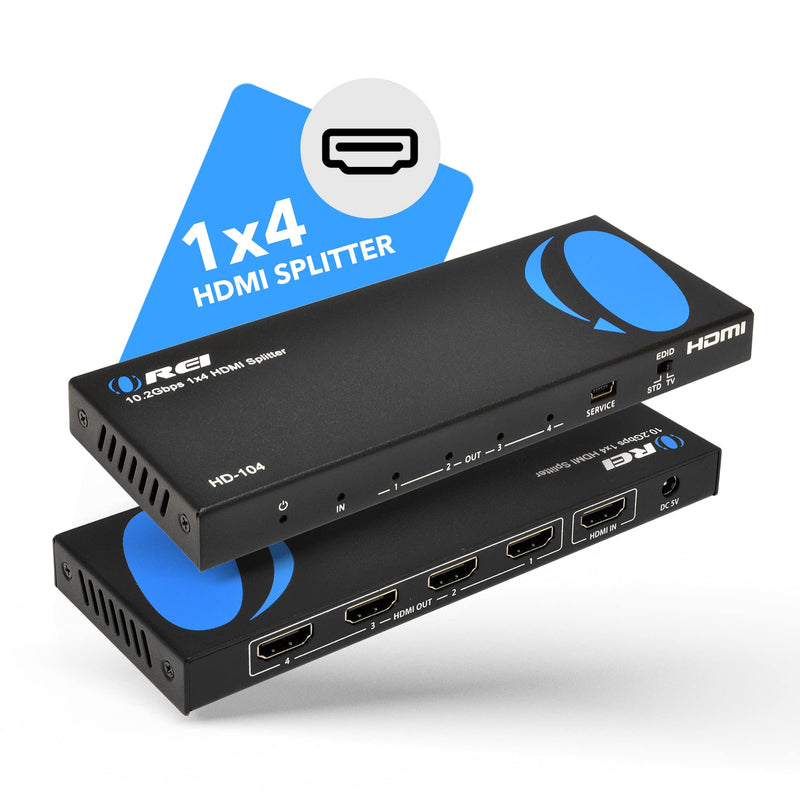 [AUSTRALIA] - OREI 4K 1x4 HDMI Splitter, - 1 Port to 4 HDMI Display Duplicate/Mirror - Powered Splitter Ver 1.4 Certified for Full HD 1080P High Resolution & 3D Support (One Input To Four Outputs) - (HD-104) 