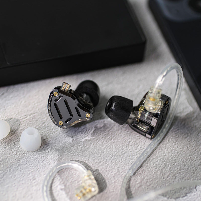 Linsoul KZ ZS10 PRO 2 1DD+4BA in Ear Monitor IEM(Black, with Mic) + Tripowin Zonie 16 Core Silver Plated IEM Cable(Recessed 2pin, 3.5mm, Grey)