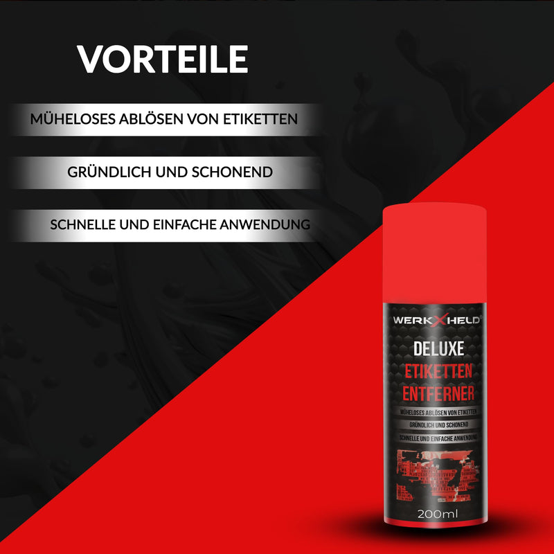 WerkXheld Label Remover Spray - The Ultimate Adhesive Residue & Adhesive Remover | Perfect Label Remover & Glue Remover for Clean Surfaces 200 ml 1x - Etikettenentferner