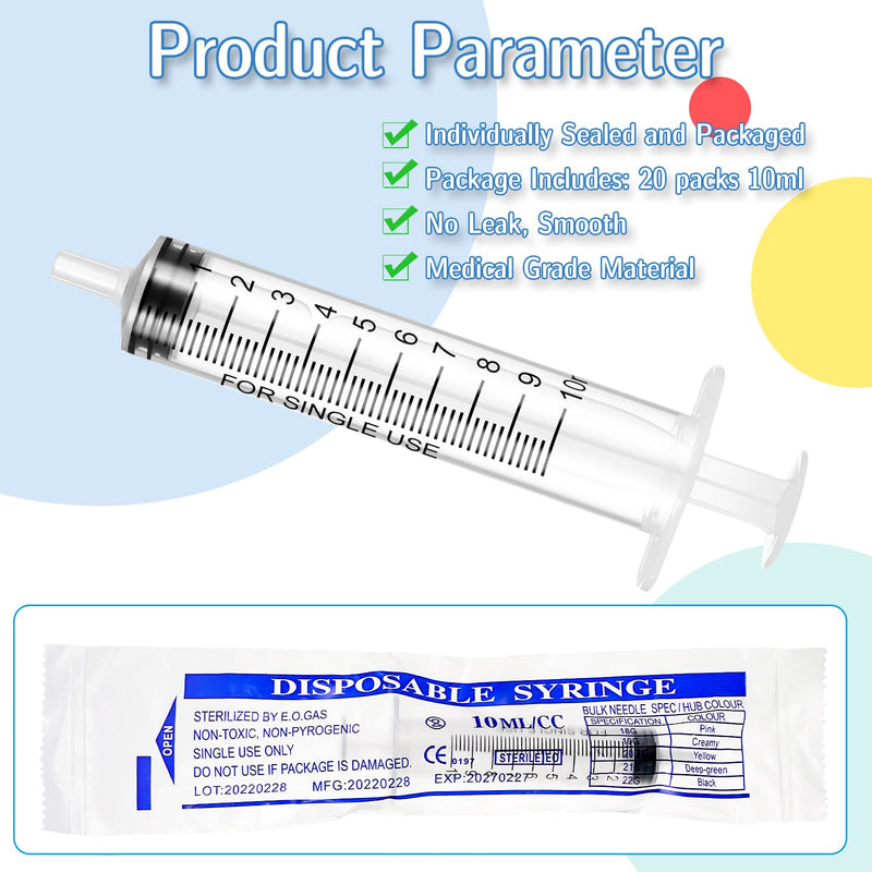 [AUSTRALIA] - Dacitiery Pack of 20 Syringes, 10 ml Needleless Sterile Syringes for Small Pet Feeding, Scientific Laboratories, Plant Watering, Industrial Precision Application 