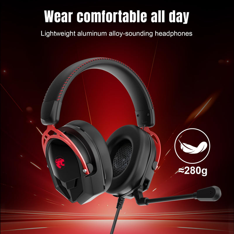 IMYB A88 Gaming Headset with Mic for Ps5, Pc, Xbox One Series X/s, Ps4, Switch, Stereo Wired Noise Cancelling Headphones with Microphone for Computer, Laptop, Mac, Nintendo, Games (Red) BlackRed