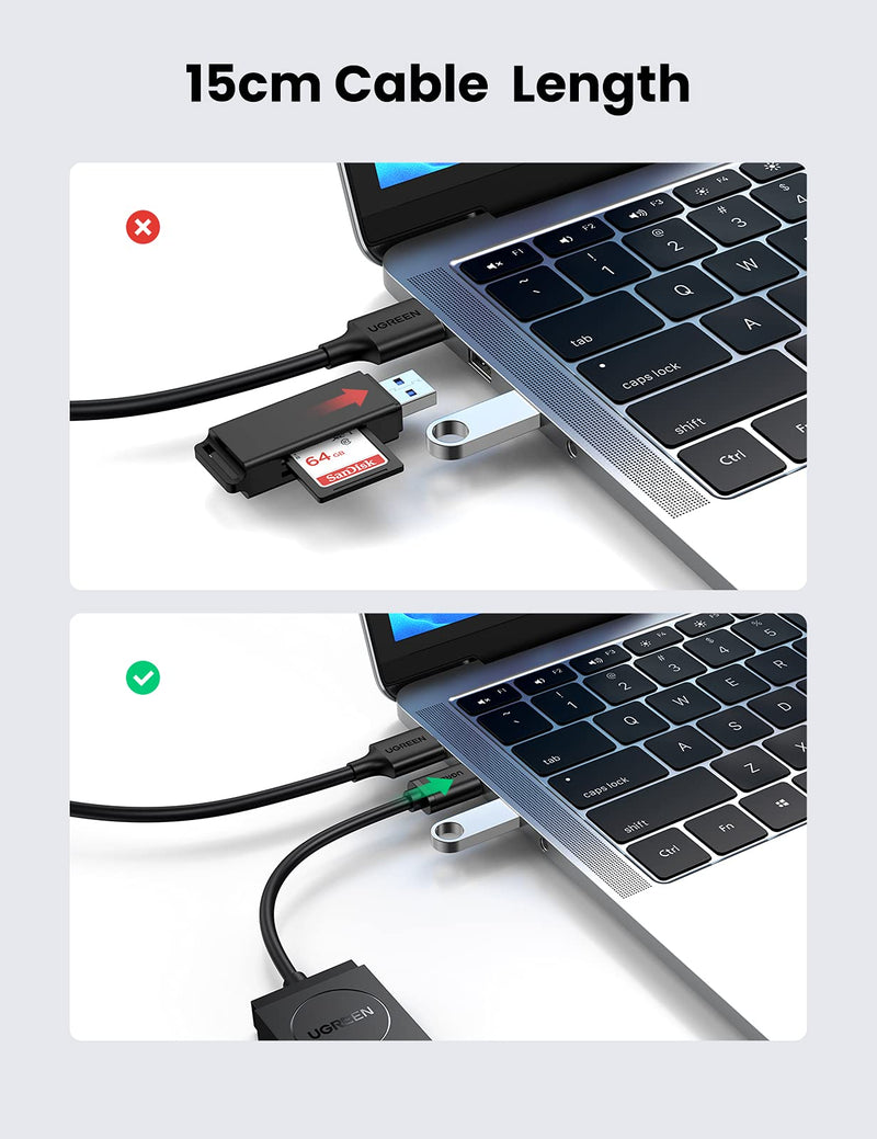 UGREEN SD Card Reader USB 3.0 Dual Slot Flash Memory Card Reader TF SD Micro SD SDXC SDHC MMC RS-MMC Micro SDXC Micro SDHC UHS-I for Mac Windows Linux Chrome Read 2 Cards Simultaneously