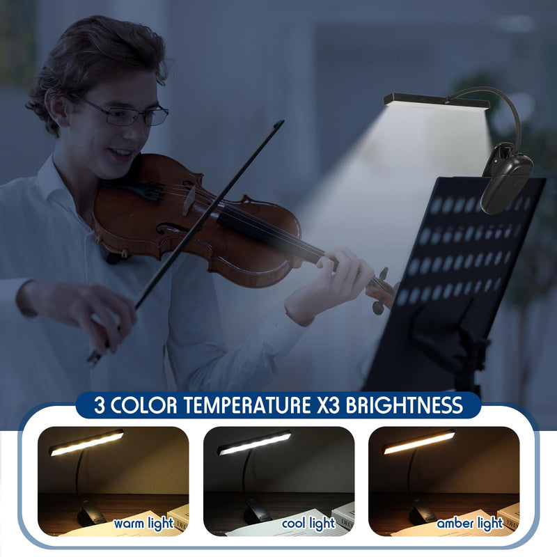 4 Pcs Music Stand Light 18 LED Piano Light Clip on Piano Lamp Adjustable Reading Light USB and AAA Battery(Not Included)/ Rechargeable Operated, 4 Color Temperature Optional (Battery)