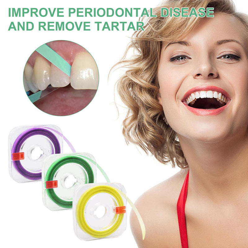 Zimoer Tooth Sandpaper, 3 Volumes Dental Polishing Strips, 20/30/50μm Size of Grains, Teeth Sandpaper for Spaces, Interdental Sanding Tools for Polishing Teeth, 4 mm x 6 m / Rolls