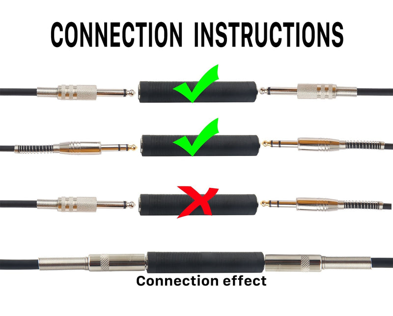Devinal 1/4 Inch TRS/TS Female to Female Coupler, 6.35mm Jack Stereo Adapter Joiner, Gender Changer Connectors - 4 Pack 1/4 F