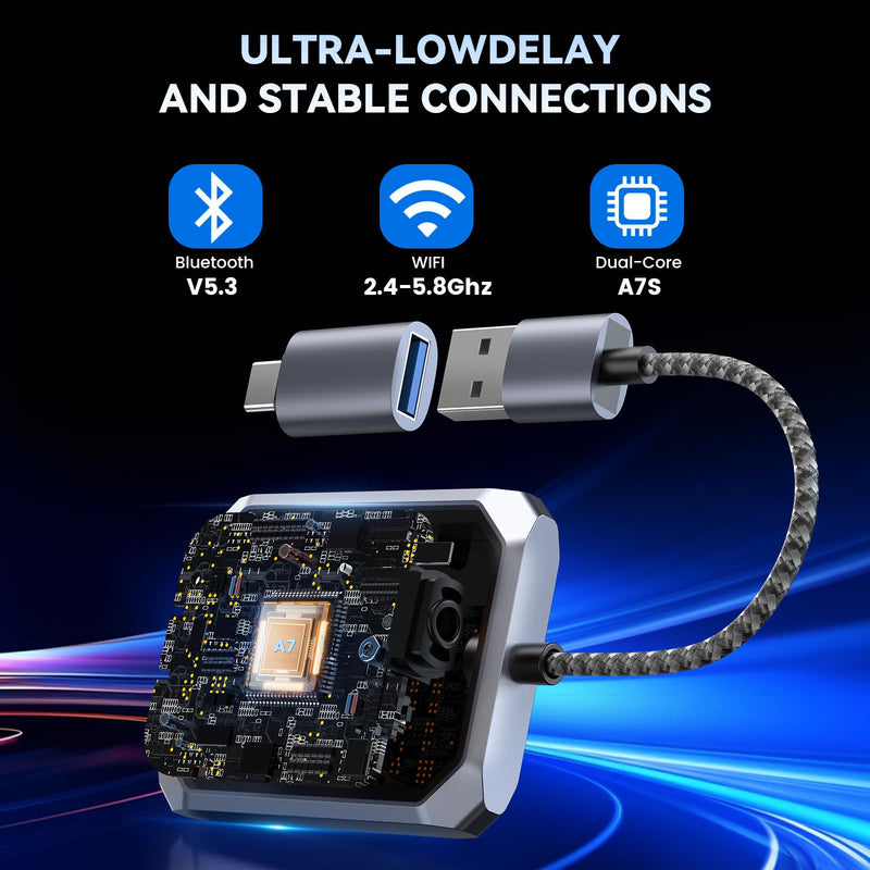 Wireless CarPlay Adapter, Converts Wired to Wireless Carplay Plug & Play Dongle Wireless Control for iPhone 8 or Above & OEM Wired CarPlay Cars