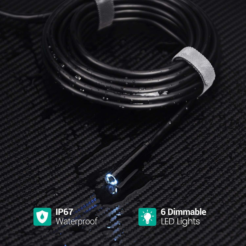 [AUSTRALIA] - DEPSTECH USB Endoscope, 720P IP67 Waterproof Borescope, 5.5mm Snake Inspection Camera, Type-C Scope With 16.5ft Semi-Rigid Cable, 6 LED Lights, Compatible With OTG Android Phone, PC 
