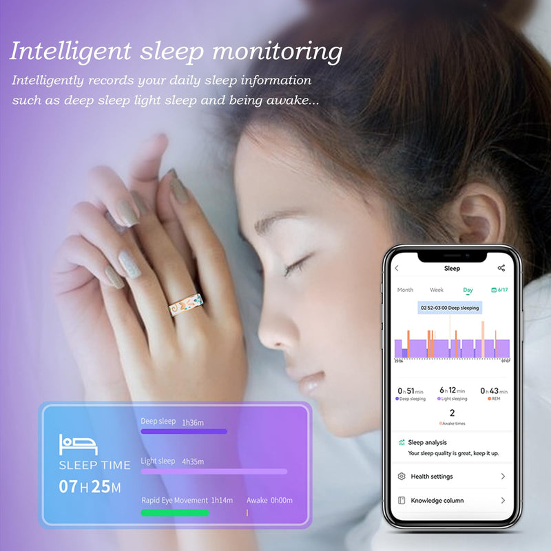 Smart Ring Health Tracker,withHeart Rate,Sleep Tracker,Step Counter,8 Exercise Modes,5-7Day Battery Life, IP68 Waterproof, No Subscription Fee,Crystal Magnetic Charging Case (#9) #9