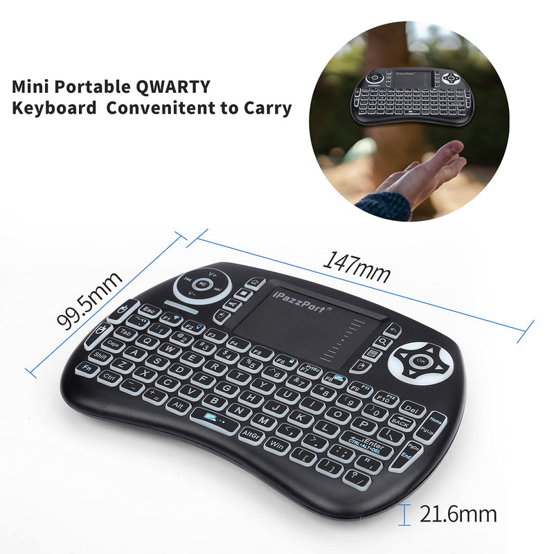 (2021 Upgraded) iPazzPort Mini Bluetooth Keyboard with Touchpad, Handheld Backlit Mini Wireless Keyboard Remote with 2.4G USB Dongle for Fire TV Stick/Smart TV/Google/Android TV Box KP-21SM